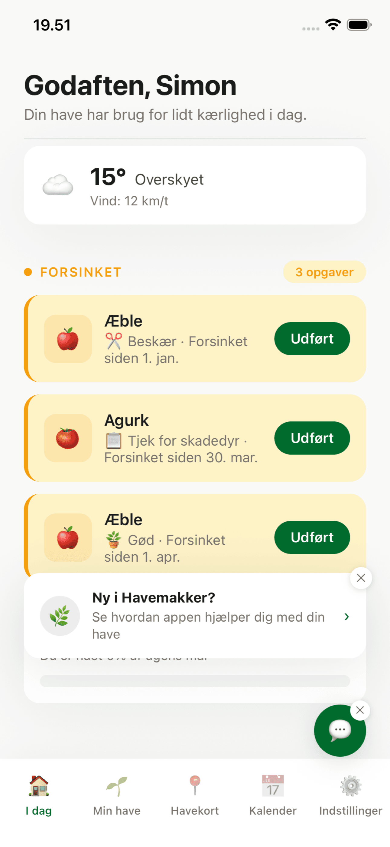 Havemakker app — daglige haveopgaver
